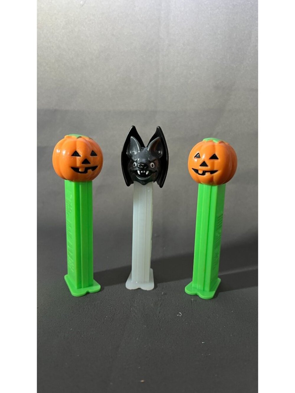 Halloween-Themed PEZ Dispenser Trio: Pumpkins & Bat